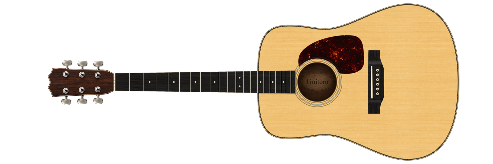 Steel-string acoustic guitar, seen from above